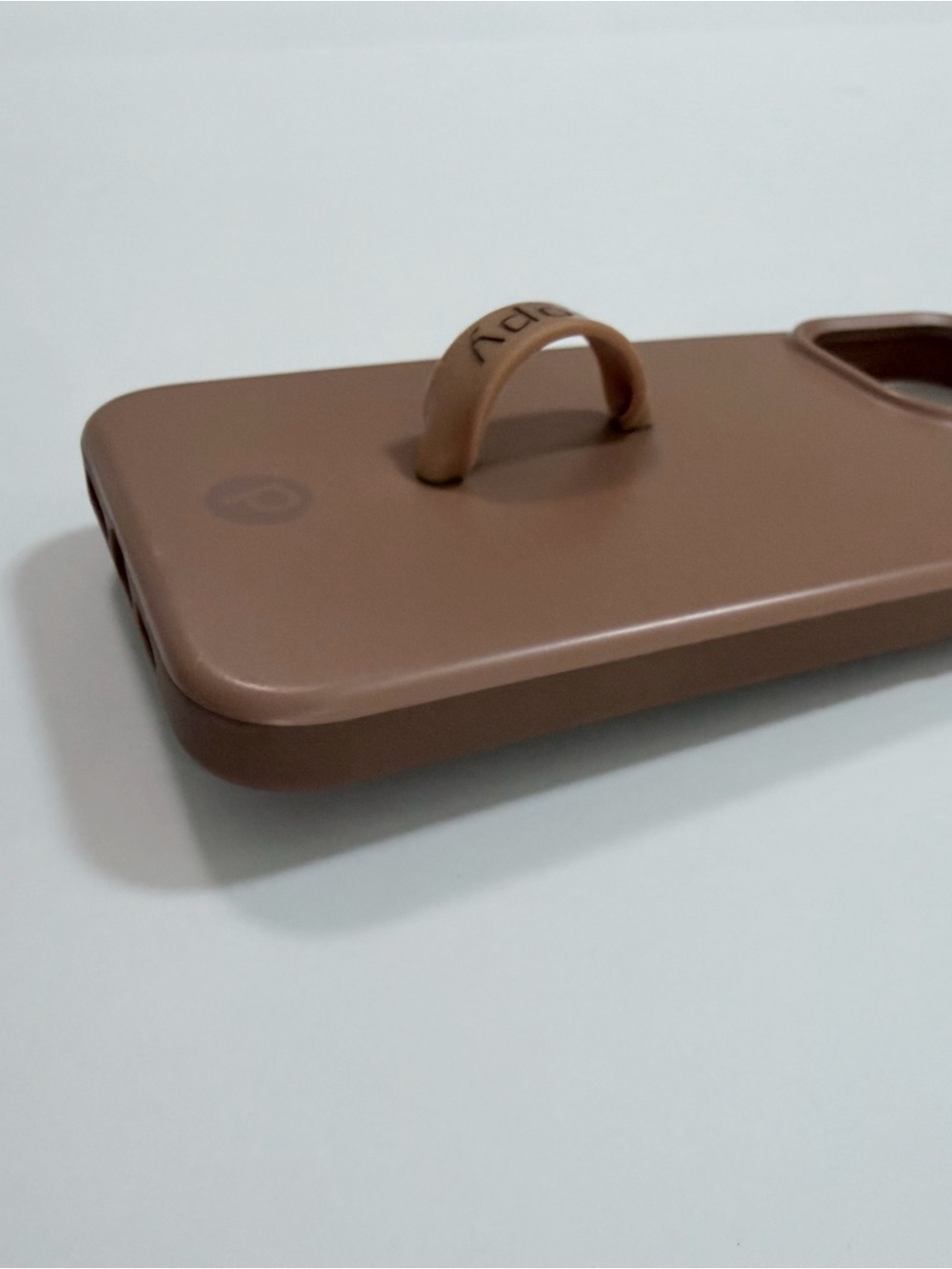 Loopy Case iPhone 15 Promax Brown Silicone Phone Case with Built-In Strap - Picture 3 of 7